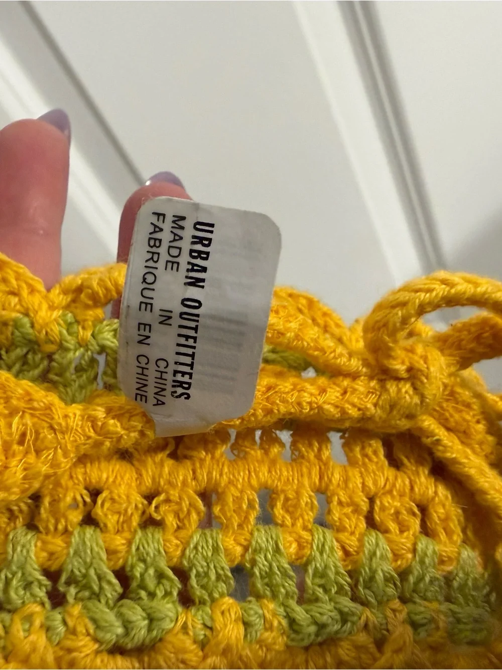 Urban Outfitters Yellow and Green Crocheted Headwrap